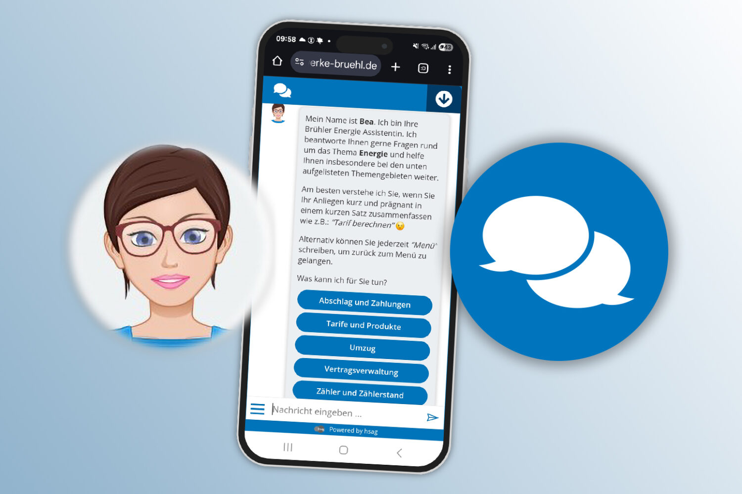 Grafik Chatbot Bea auf dem Smartphone