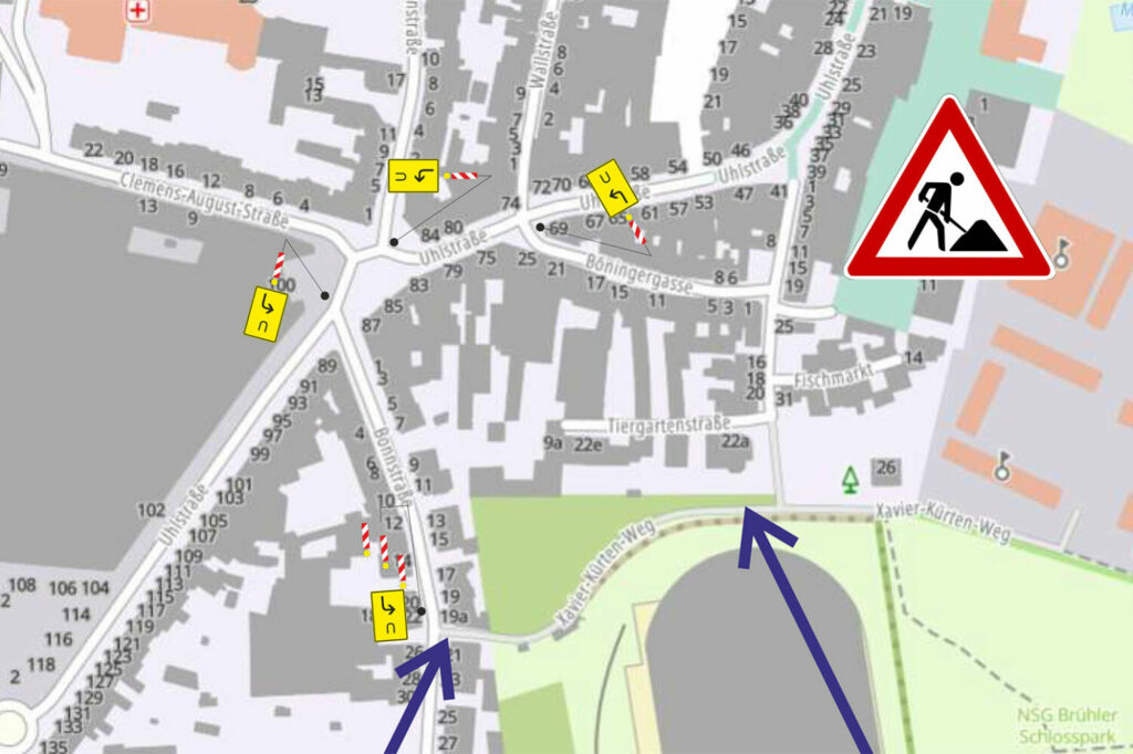 Karten mit entsprechender Umleitung in der Tiergartenstraße