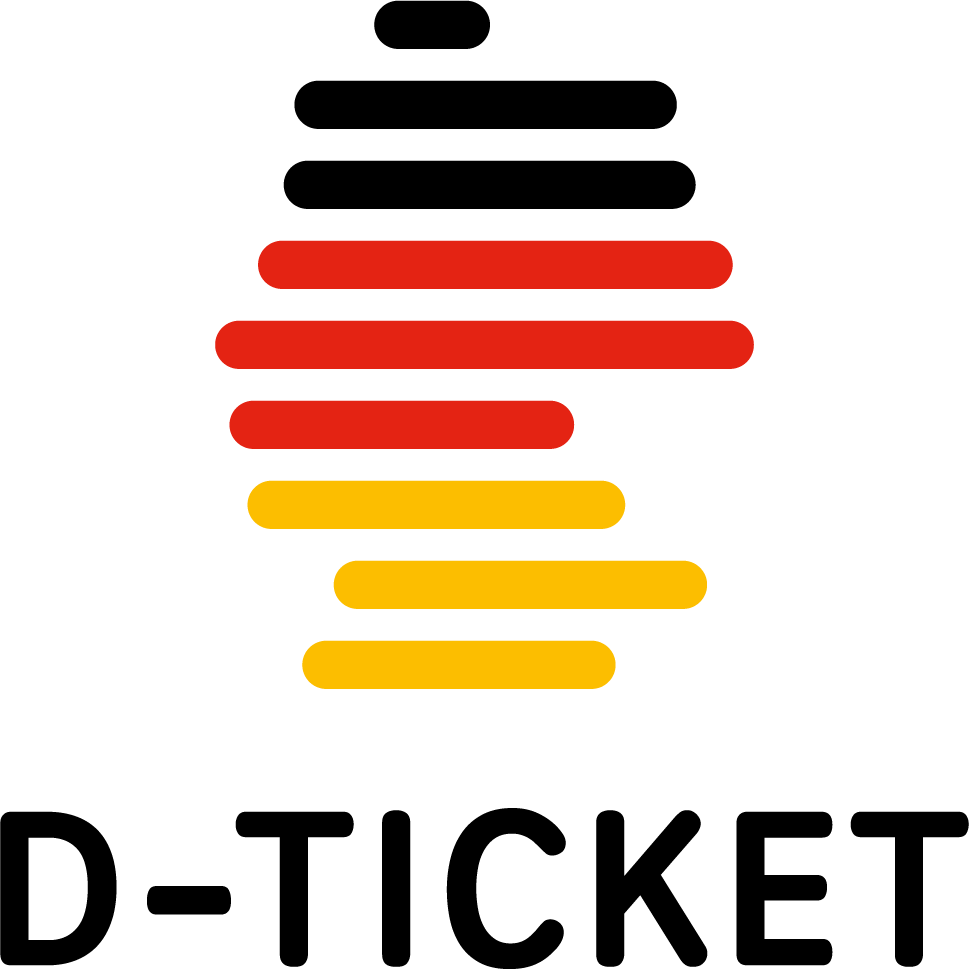 Logo D-Ticket Umriss Deutschland Schwarz Rot Gold gestreift