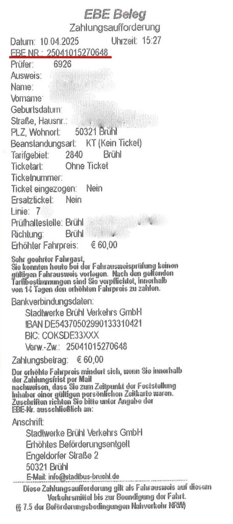 Zahlungsaufforderungsbeleg