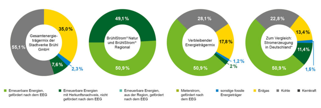 Grafiken zur Stromkennzeichnung, die nachstehende Tabelle grafisch darstellen