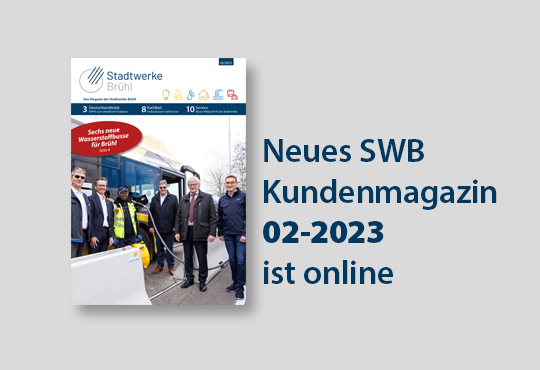 Titelseite des SWB-Kundenmagazins mit Wasserstoffbus